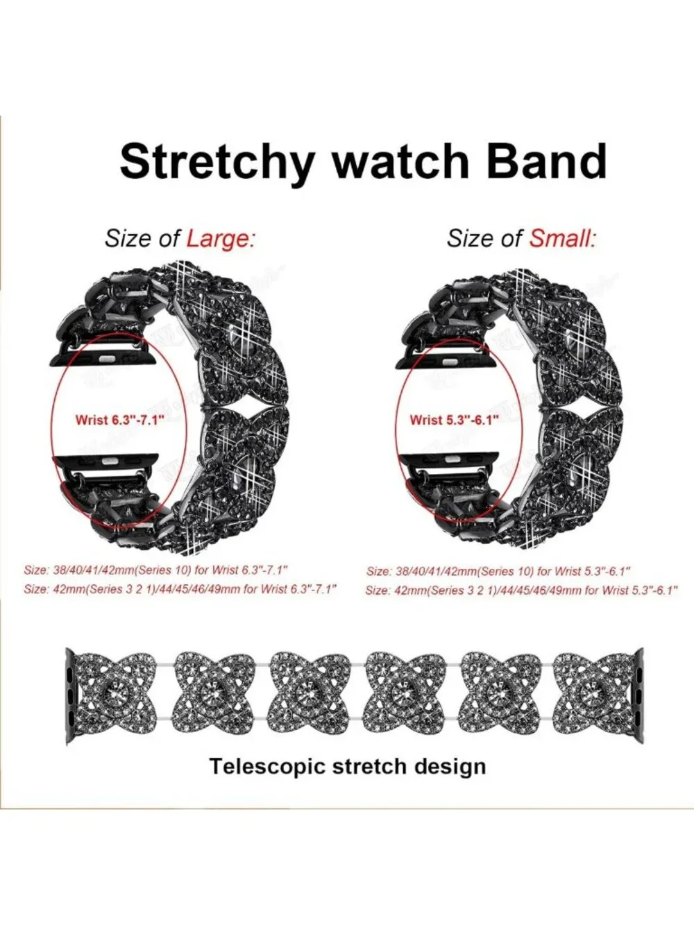 Sparkling Rhinestone Apple Watch Bands for 38-49mm, Stylish Metal Bracelet Strap